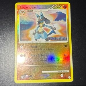 Lucario 6/130 Rare Burger King Promo Platinum Stamped- 2007 reverse HoloFoil HP